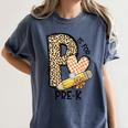 P Is For Pre K Teacher Leopard First Day Of School For Men Women Girls Kids Women's Comfort Colors T-Shirt Denim P Is For Pre K Teacher Leopard First Day Of School For Men Women Girls Kids Women's Comfort Colors T-Shirt Denim