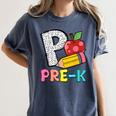 P Is For Pre-K Teacher Pencil Apple Back To School Women's Comfort Colors T-Shirt Denim