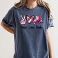 Peace Love Books Librarian Teacher Life Book Library Tie Dye Women's Comfort Colors T-Shirt Denim
