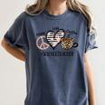 Peace Love Coffee Science Teacher Women's Comfort Colors T-Shirt Denim
