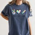 Peace Love Learn Tie Dye Teacher Kids 100th Days Of School Women's Comfort Colors T-Shirt Denim Peace Love Learn Tie Dye Teacher Kids 100th Days Of School Women's Comfort Colors T-Shirt Denim