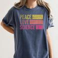 Peace Love Science Lovers Math Chemistry Teacher Women's Comfort Colors T-Shirt Denim Peace Love Science Lovers Math Chemistry Teacher Women's Comfort Colors T-Shirt Denim