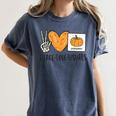 Peace Love Visuals Sped Teacher Pumpkin Skeleton Halloween Women's Comfort Colors T-Shirt Denim Peace Love Visuals Sped Teacher Pumpkin Skeleton Halloween Women's Comfort Colors T-Shirt Denim