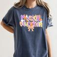 Physical Education Halloween Bow Checkered Teacher Ghost PE Women's Comfort Colors T-Shirt Denim