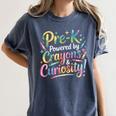 Pre-K Crayons & Curiosity Preschool Teachers Life Tie Dye Women's Comfort Colors T-Shirt Denim