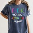 Pre-K Teacher Adventure Begins First Day Preschool Teachers Women's Comfort Colors T-Shirt Denim