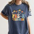 Pre-k Teacher Appreciation Teaching Wildflowers Women's Comfort Colors T-Shirt Denim Pre-k Teacher Appreciation Teaching Wildflowers Women's Comfort Colors T-Shirt Denim