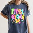Preppy First Grade Back To School 1st Grade Teacher Girl Kid Women's Comfort Colors T-Shirt Denim Preppy First Grade Back To School 1st Grade Teacher Girl Kid Women's Comfort Colors T-Shirt Denim