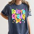 Preppy Fourth Grade Back To School 4th Grade Teacher Girls Women's Comfort Colors T-Shirt Denim