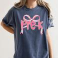 Preppy Pre k Back To School Pre-k Teachers Girls Cute Bow Women's Comfort Colors T-Shirt Denim
