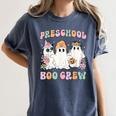 Preschool Boo Crew Groovy Halloween Floral Ghost Teacher Men Women Kids Women's Comfort Colors T-Shirt Denim Preschool Boo Crew Groovy Halloween Floral Ghost Teacher Men Women Kids Women's Comfort Colors T-Shirt Denim