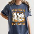 Preschool Boo Crew Halloween Teacher Ghost Costume Matching Women's Comfort Colors T-Shirt Denim Preschool Boo Crew Halloween Teacher Ghost Costume Matching Women's Comfort Colors T-Shirt Denim