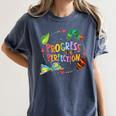 Progress Over Perfection Caterpillar Teacher Back To School Women's Comfort Colors T-Shirt Denim Progress Over Perfection Caterpillar Teacher Back To School Women's Comfort Colors T-Shirt Denim