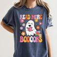 Read More Books Groovy Halloween Teacher Women Women's Comfort Colors T-Shirt Denim