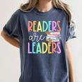 Readers Are Leaders Reading Book Lovers Teacher Women Kids Women's Comfort Colors T-Shirt Denim
