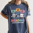 Reading Beats Everything Teacher Rock Paper Scissors Women's Comfort Colors T-Shirt Denim Reading Beats Everything Teacher Rock Paper Scissors Women's Comfort Colors T-Shirt Denim