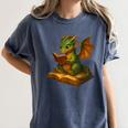 Reading Dragon Shirt For Bookish Teacher Librarian Bookworm Women's Comfort Colors T-Shirt Denim Reading Dragon Shirt For Bookish Teacher Librarian Bookworm Women's Comfort Colors T-Shirt Denim