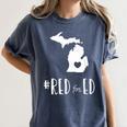 Red For Ed Michigan Teacher Public Education Women's Comfort Colors T-Shirt Denim Red For Ed Michigan Teacher Public Education Women's Comfort Colors T-Shirt Denim