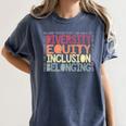 Retro Diversity Equity Inclusion Belonging DEIB Teacher Women's Comfort Colors T-Shirt Denim