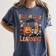 Retro Fall In Love With Learning Autumn Pumpkin Teacher Kids Women's Comfort Colors T-Shirt Denim Retro Fall In Love With Learning Autumn Pumpkin Teacher Kids Women's Comfort Colors T-Shirt Denim