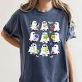 Retro Halloween Science Teacher Ghost Laboratory Teacher Women's Comfort Colors T-Shirt Denim Retro Halloween Science Teacher Ghost Laboratory Teacher Women's Comfort Colors T-Shirt Denim