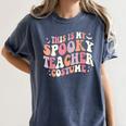 Retro Halloween This Is My Spooky School Teacher Costume Women's Comfort Colors T-Shirt Denim Retro Halloween This Is My Spooky School Teacher Costume Women's Comfort Colors T-Shirt Denim