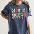 Retro Merry Teacher Bright Students Christmas Teacher Women's Comfort Colors T-Shirt Denim Retro Merry Teacher Bright Students Christmas Teacher Women's Comfort Colors T-Shirt Denim