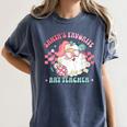 Retro Pink Christmas Santa's Favorite Art Teacher Artist Women's Comfort Colors T-Shirt Denim