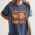 Retro I Teach The Cutest Turkey Thanksgiving Pumpkin Teacher Women's Comfort Colors T-Shirt Denim Retro I Teach The Cutest Turkey Thanksgiving Pumpkin Teacher Women's Comfort Colors T-Shirt Denim