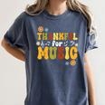 Retro Thankful For Music Floral Music Teacher Thanksgiving Men Women Women's Comfort Colors T-Shirt Denim