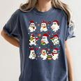 Santa Ghost Reading Books Christmas Library Teacher Women's Comfort Colors T-Shirt Denim
