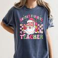 Santa's Favorite Teacher Groovy Christmas Teacher Boys Girls Women's Comfort Colors T-Shirt Denim
