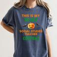 My Scary Social Studies Teacher Costume Halloween Men Women Women's Comfort Colors T-Shirt Denim My Scary Social Studies Teacher Costume Halloween Men Women Women's Comfort Colors T-Shirt Denim