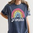 Sé Amable Spanish Bilingual Teacher Be Kind Boho Rainbow Women's Comfort Colors T-Shirt Denim Sé Amable Spanish Bilingual Teacher Be Kind Boho Rainbow Women's Comfort Colors T-Shirt Denim