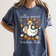 Silly Goose Teachers Club Cozy Fall Teacher Women's Comfort Colors T-Shirt Denim