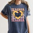 Social Studies Teacher Pencil Heart Leopard Back To School Women's Comfort Colors T-Shirt Denim Social Studies Teacher Pencil Heart Leopard Back To School Women's Comfort Colors T-Shirt Denim