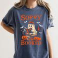 Sorry I'm Booked Ghost Reading Book Lover Teacher Halloween Women's Comfort Colors T-Shirt Denim