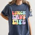 Soul Bleach Teacher Staff First Day Of School Last Hugs & High Fives Lunch Lady Vibes Blue Classic Fit Women's Comfort Colors T-Shirt Denim Soul Bleach Teacher Staff First Day Of School Last Hugs & High Fives Lunch Lady Vibes Blue Classic Fit Women's Comfort Colors T-Shirt Denim