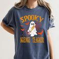 Spooky Science Teacher Ghost Halloween School Women Women's Comfort Colors T-Shirt Denim