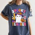 Spooky Teacher Ghost Pencil Teach Halloween Teacher Women's Comfort Colors T-Shirt Denim Spooky Teacher Ghost Pencil Teach Halloween Teacher Women's Comfort Colors T-Shirt Denim
