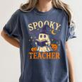 Spooky Teacher Halloween Cute Ghost Pumpkin Reading Women Women's Comfort Colors T-Shirt Denim Spooky Teacher Halloween Cute Ghost Pumpkin Reading Women Women's Comfort Colors T-Shirt Denim