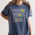 Spring Easter Reading Teacher Science Of Reading Women's Comfort Colors T-Shirt Denim Spring Easter Reading Teacher Science Of Reading Women's Comfort Colors T-Shirt Denim