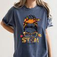 STEM Teacher Messy Bun Fall Vibes Autumn Thanksgiving Men Women Women's Comfort Colors T-Shirt Denim