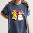 Student Teacher Coquette Bow Pencil Back To School First Day Women's Comfort Colors T-Shirt Denim