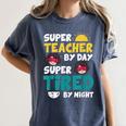 Super Hero Teacher Superheroes Women's Comfort Colors T-Shirt Denim Super Hero Teacher Superheroes Women's Comfort Colors T-Shirt Denim