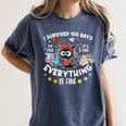 I Survived 100 Days Of School Teacher Kids Cat Lover Women's Comfort Colors T-Shirt Denim