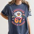 I Survived 67 Days Of School Groovy Retro Teachers Girls Women's Comfort Colors T-Shirt Denim