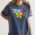 Teach Coquette Bow Teacher Back To School Happy First Day Women's Comfort Colors T-Shirt Denim Teach Coquette Bow Teacher Back To School Happy First Day Women's Comfort Colors T-Shirt Denim