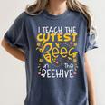 I Teach The Cutest Bees In The Beehive Teacher Women's Comfort Colors T-Shirt Denim I Teach The Cutest Bees In The Beehive Teacher Women's Comfort Colors T-Shirt Denim