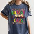 I Teach The Cutest Owls Christmas Or Teachers Day Women's Comfort Colors T-Shirt Denim I Teach The Cutest Owls Christmas Or Teachers Day Women's Comfort Colors T-Shirt Denim